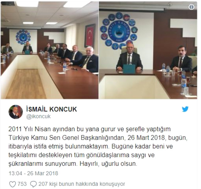 Türkiye Kamu-Sen Genel Başkanı İsmail Koncuk İstifa Etti