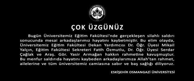 Osmangazi Üniversitesi'nden Saldırı Açıklaması