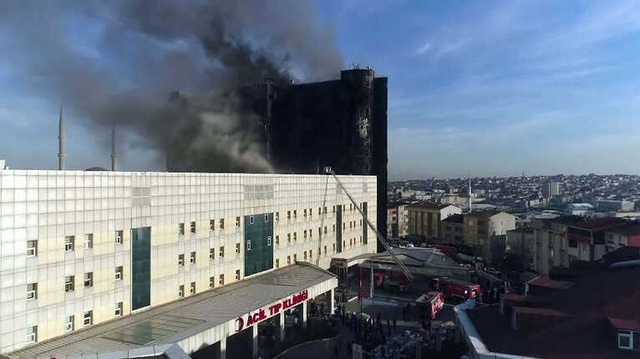Taksim Eğitim ve Araştırma Hastanesindeki Yangın Havadan Drone ile Görüntülendi