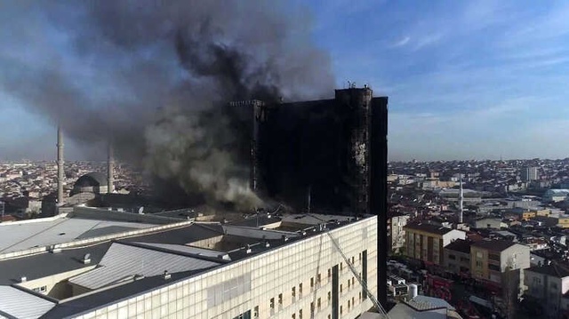 Taksim Eğitim ve Araştırma Hastanesindeki Yangın Havadan Drone ile Görüntülendi