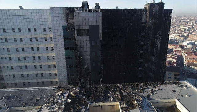 Kül Olan Taksim İlk Yardım Hastanesi Havadan Görüntülendi