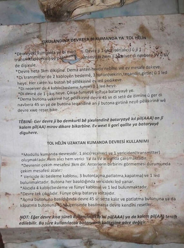 Afrin'de Teröristlerin Toprağa Gömdüğü Patlayıcılar ve Kullanma Kılavuzu Ele Geçirildi