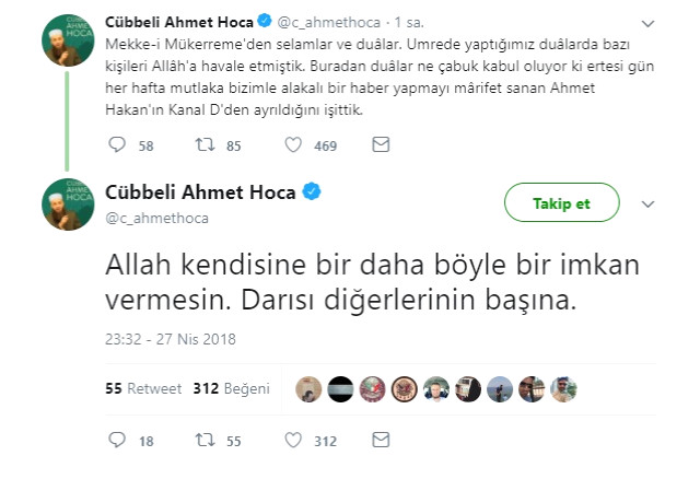 Kanal D'den Ayrılan Ahmet Hakan'ı Cübbeli Ahmet'in Bedduası mı Tuttu