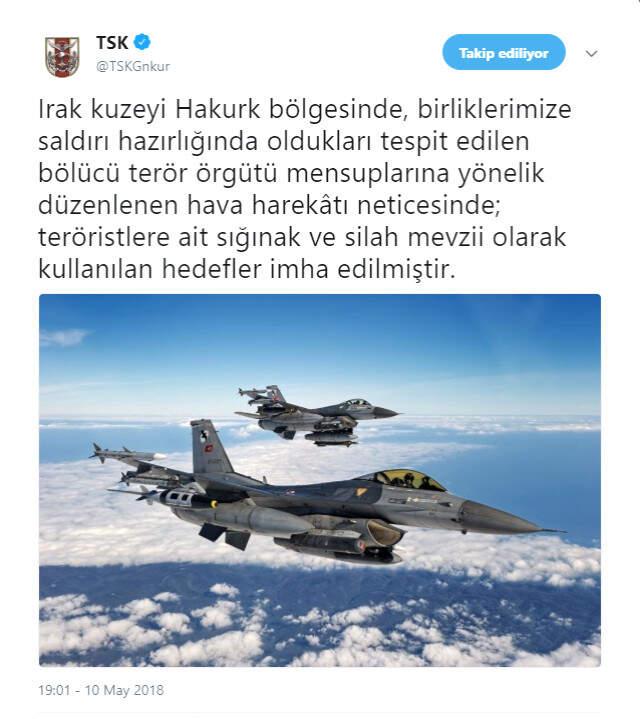 Kuzey Irak'ta Saldırı Hazırlığındaki Teröristlere Hava Harekatı Düzenlendi