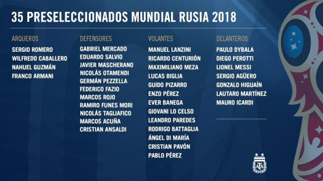 Arjantin Milli Takımının 35 Kişilik Dünya Kupası Kadrosu Belli Oldu