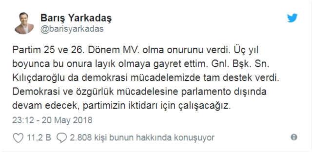 CHP'nin Aday Listesinde Yer Almayan Eren Erdem ve Barış Yarkadaş'tan İlk Açıklama