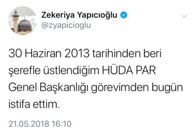 HÜDA PAR Genel Başkanı, Diyarbakır'dan Bağımsız Aday Olmak İçin Partisinden İstifa Etti