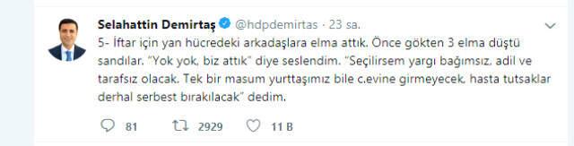 Selahattin Demirtaş Seçim Vaatlerini Cezaevinden Duyurdu