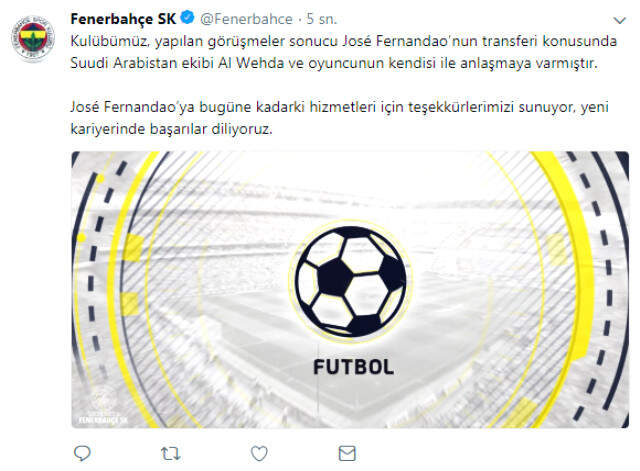 Fenerbahçe'nin Golcüsü Fernandao, Suudi Arabistan'ın Al Wehda Takımına Transfer Oldu Fenerbahçe'nin Golcüsü Fernandao, Suudi Arabistan'ın Al Wehda Takımına Transfer Oldu