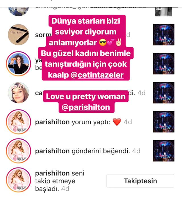 Paris Hilton, <a class='keyword-sd' href='/ibrahim-tatlises/' title='İbrahim Tatlıses'>İbrahim Tatlıses</a>'in Kızı Dilan Çıtak'ı Sosyal Medyadan Takip Etmeye Başladı