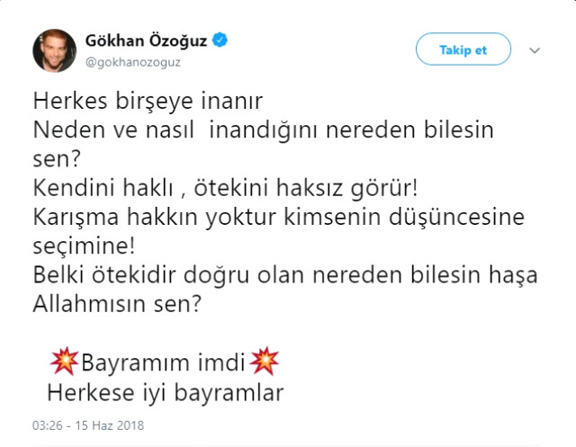 Muharrem İnce'ye Oy Vereceğini Belli Eden Gökhan Özoğuz, Kendisini Eleştirenlere Şiirle Cevap Verdi