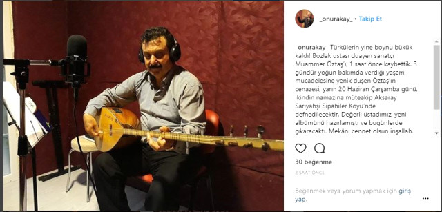 Usta Sanatçı Muammer Öztaş Hayatını Kaybetti