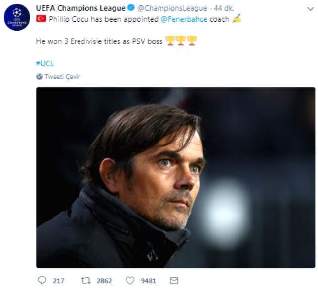 Barcelona ve Şampiyonlar Ligi'nden Fenerbahçe'yle Anlaşan Cocu'ya Tebrik
