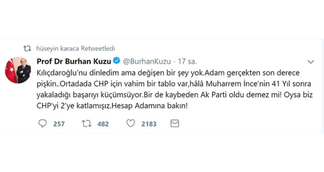 Burhan Kuzu, Kılıçdaroğlu'nu 