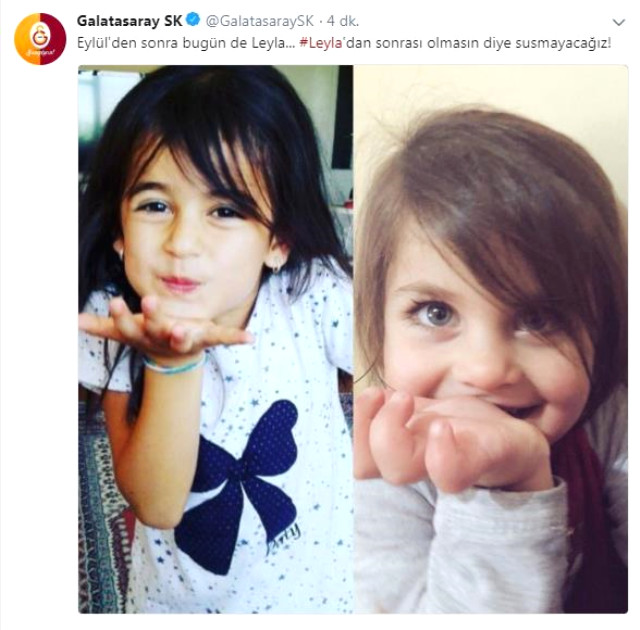 Galatasaray Kulübünden Eylül ve Leyla Paylaşımı: Sonrası Olmasın Diye Susmayacağız
