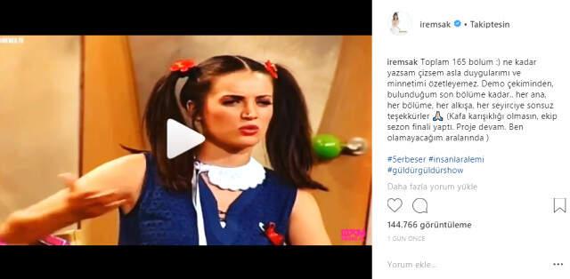 Güzel oyuncu İrem Sak, Güldür Güldür Show'a Veda Etti