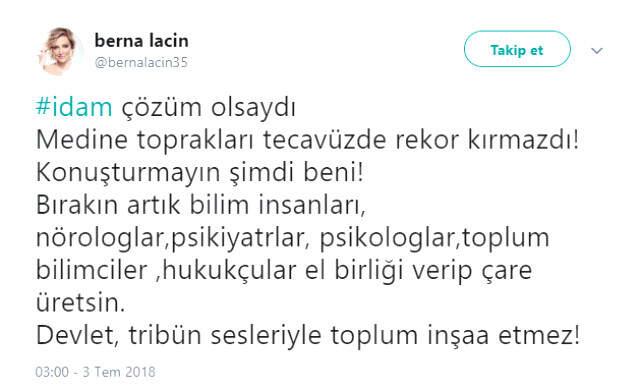 Berna Laçin, Medine Tweetini Eleştirenlere Dava Açıyor