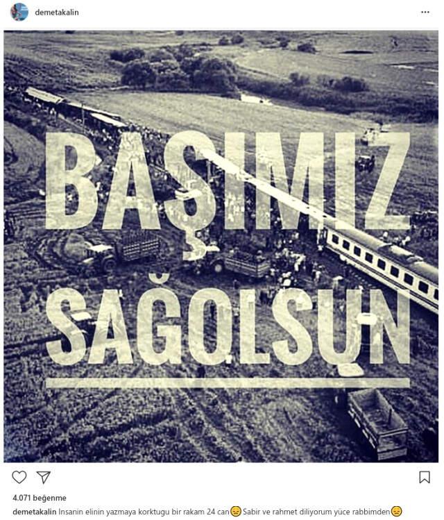 Çorlu'daki Tren Kazasında Hayatını Kaybedenler İçin Ünlüler Sosyal Medyadan Taziye Mesajı Yayınladı