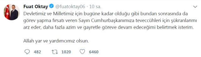 Cumhurbaşkanı Yardımcısı Fuat Oktay'dan İlk Açıklama: Azimle Görevimi Yapacağım