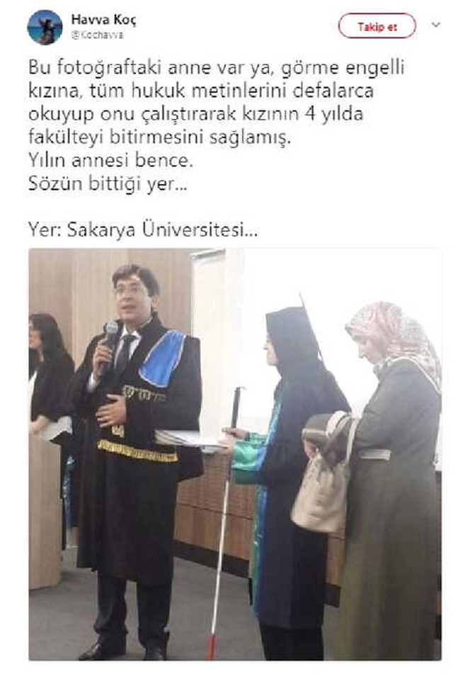 Görme Engelli Genç Kız, Hukuk Fakültesi'nden Mezun Oldu, Annesi de