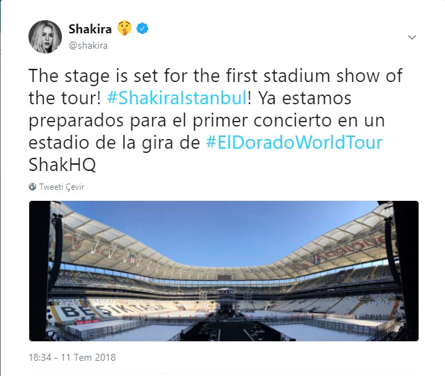 Shakira'dan Dev Konser Öncesi Vodafone Park Paylaşımı: Konsere Hazırız