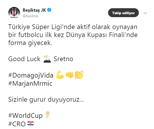 Süper Ligde Forma Giyen ve Dünya Kupası Finalinde Sahaya Çıkan İlk İsim Domagoj Vida Oldu