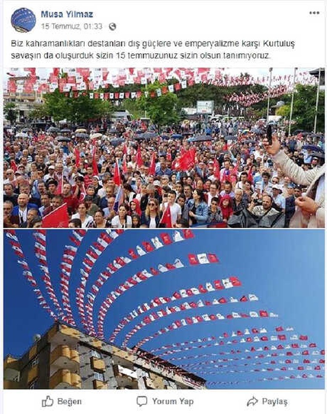 CHP'li İlçe Başkanına 15 Temmuz Paylaşımı Nedeniyle Soruşturma Açıldı