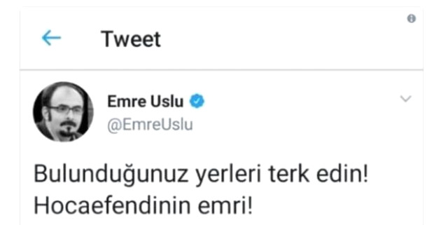 FETÖ'cü Emre Uslu, Fetullah Gülen'in Talimatını Paylaştı!