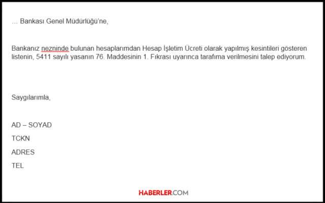 Hesap İşletim Ücretleri Geri Alınıyor! Hesap İşletim Ücreti Nasıl Geri Alınır? (Dilekçeli Anlatım)