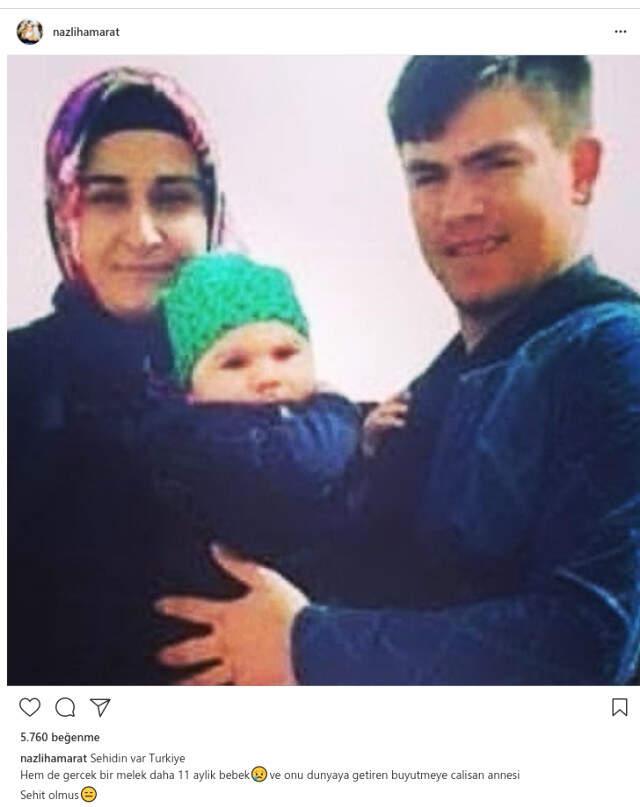 Teröristlerin Haince Şehit Ettiği Astsubayın Eşi ve 11 Aylık Bebeği, Ünlü İsimleri Yasa Boğdu