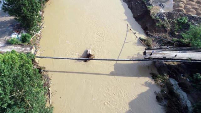 Ordu'daki Sel Felaketinde Yıkılan Cevizdere Köprüsü'ndeki Tahribat Havadan Görüntülendi
