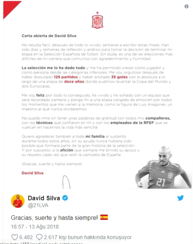 David Silva, İspanya Milli Takımını Bıraktı