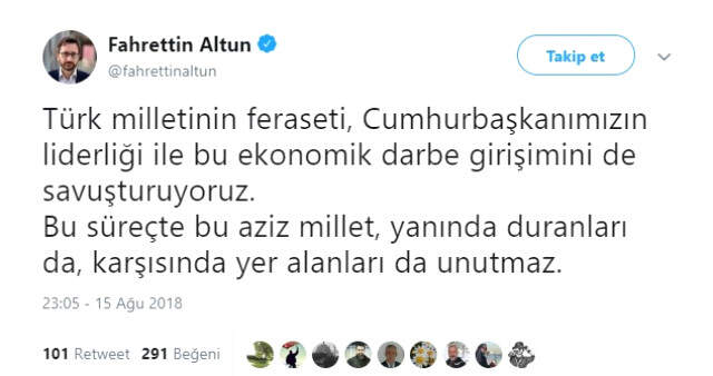Son Dakika! Cumhurbaşkanlığından Piyasaları Rahatlatacak Açıklama: Ekonomik Darbeyi Savuşturuyoruz Cumhurbaşkanlığından Piyasaları Rahatlatacak Açıklama: Ekonomik Darbeyi Savuşturuyoruz