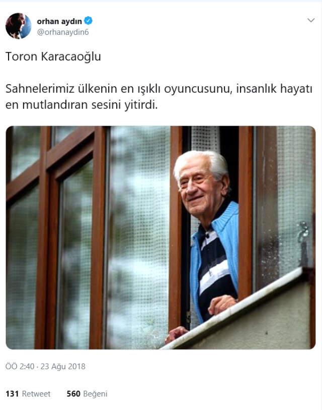  <a class='keyword-sd' href='/cuneyt-arkin/' title='Cüneyt Arkın'>Cüneyt Arkın</a>'ın Filmlerindeki Sesi Olan Usta Tiyatrocu Toron Karacaoğlu, Hayatını Kaybetti