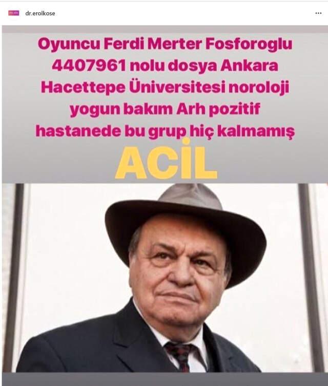 Yoğun Bakımda Olan Ferdi Merter Fosforoğlu'nu, Kiralık Aşk Oyuncuları Unutmadı! Oyuncu İçin Kan Çağrısı Yaptılar