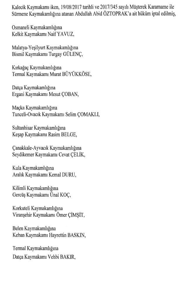 Cumhurbaşkanlığı Kararı ile 471 Mülki İdare Amirinin Yeri Değişti Cumhurbaşkanlığı Kararı ile 471 Mülki İdare Amirinin Yeri Değişti