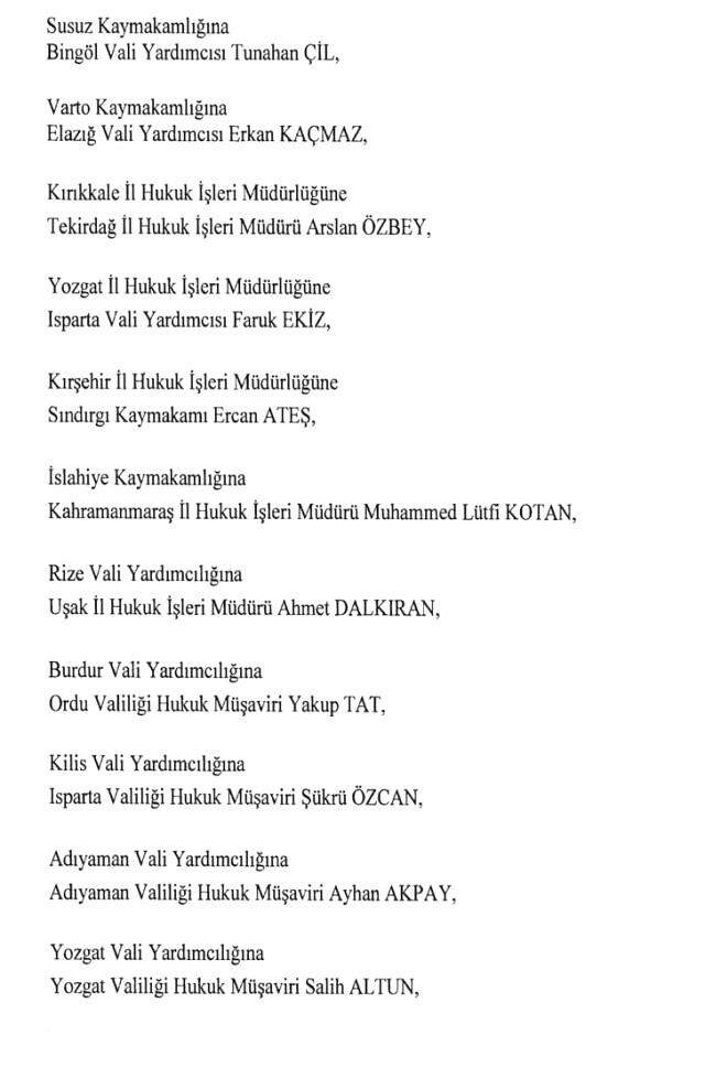 Cumhurbaşkanlığı Kararı ile 471 Mülki İdare Amirinin Yeri Değişti Cumhurbaşkanlığı Kararı ile 471 Mülki İdare Amirinin Yeri Değişti
