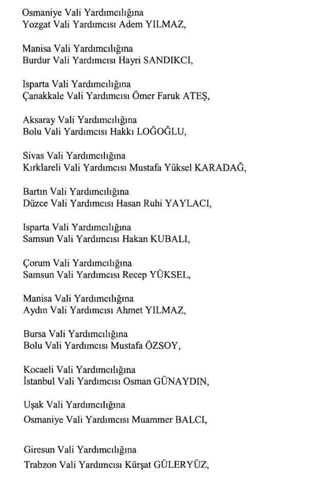 Cumhurbaşkanlığı Kararı ile 471 Mülki İdare Amirinin Yeri Değişti Cumhurbaşkanlığı Kararı ile 471 Mülki İdare Amirinin Yeri Değişti