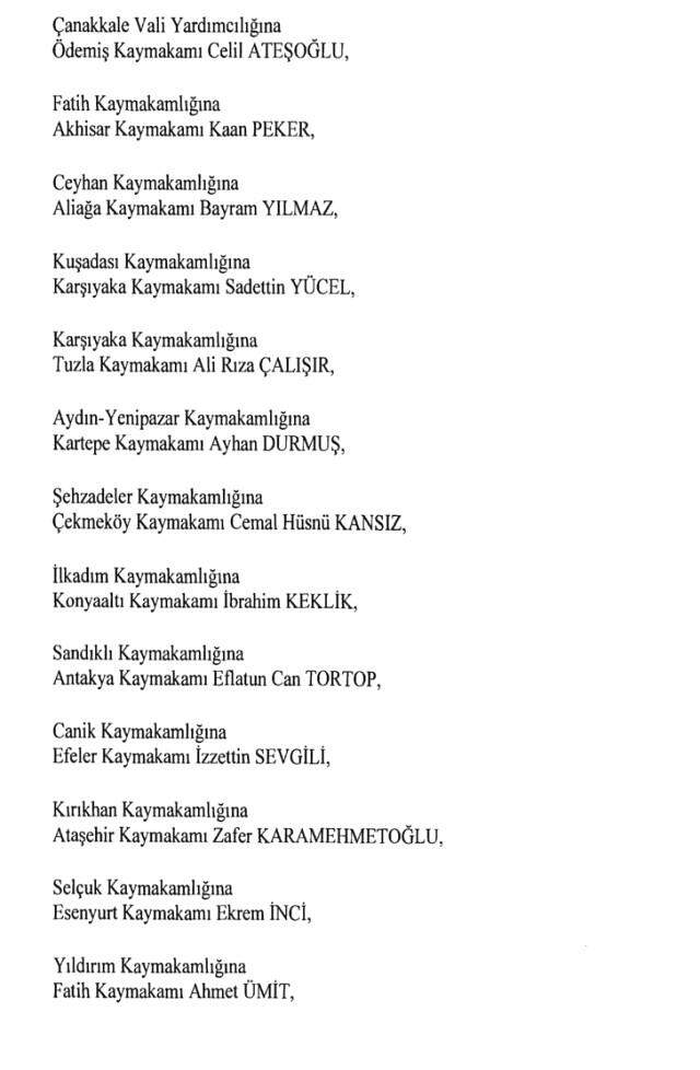 Cumhurbaşkanlığı Kararı ile 471 Mülki İdare Amirinin Yeri Değişti Cumhurbaşkanlığı Kararı ile 471 Mülki İdare Amirinin Yeri Değişti