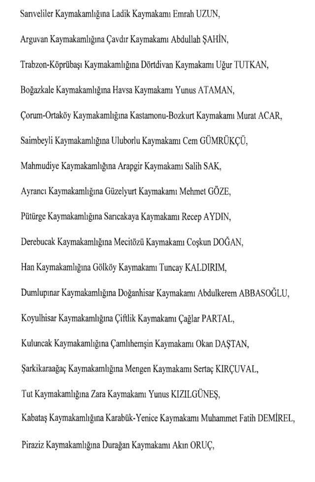 Cumhurbaşkanlığı Kararı ile 471 Mülki İdare Amirinin Yeri Değişti Cumhurbaşkanlığı Kararı ile 471 Mülki İdare Amirinin Yeri Değişti