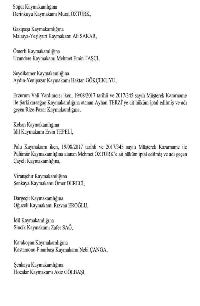 Cumhurbaşkanlığı Kararı ile 471 Mülki İdare Amirinin Yeri Değişti Cumhurbaşkanlığı Kararı ile 471 Mülki İdare Amirinin Yeri Değişti