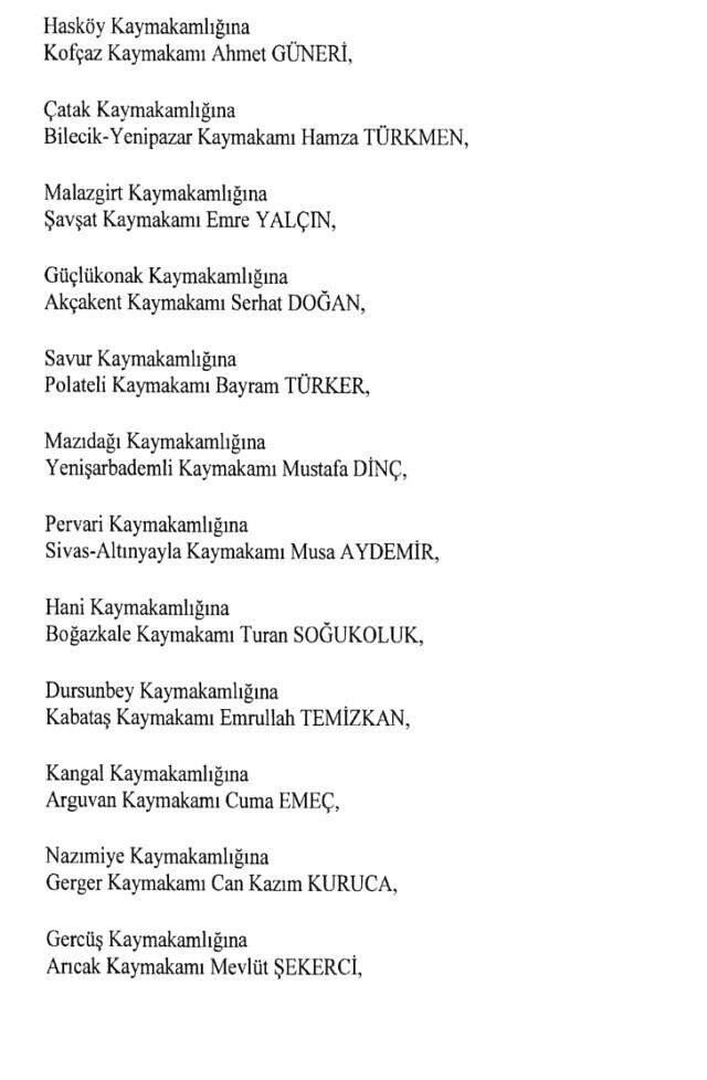 Cumhurbaşkanlığı Kararı ile 471 Mülki İdare Amirinin Yeri Değişti Cumhurbaşkanlığı Kararı ile 471 Mülki İdare Amirinin Yeri Değişti
