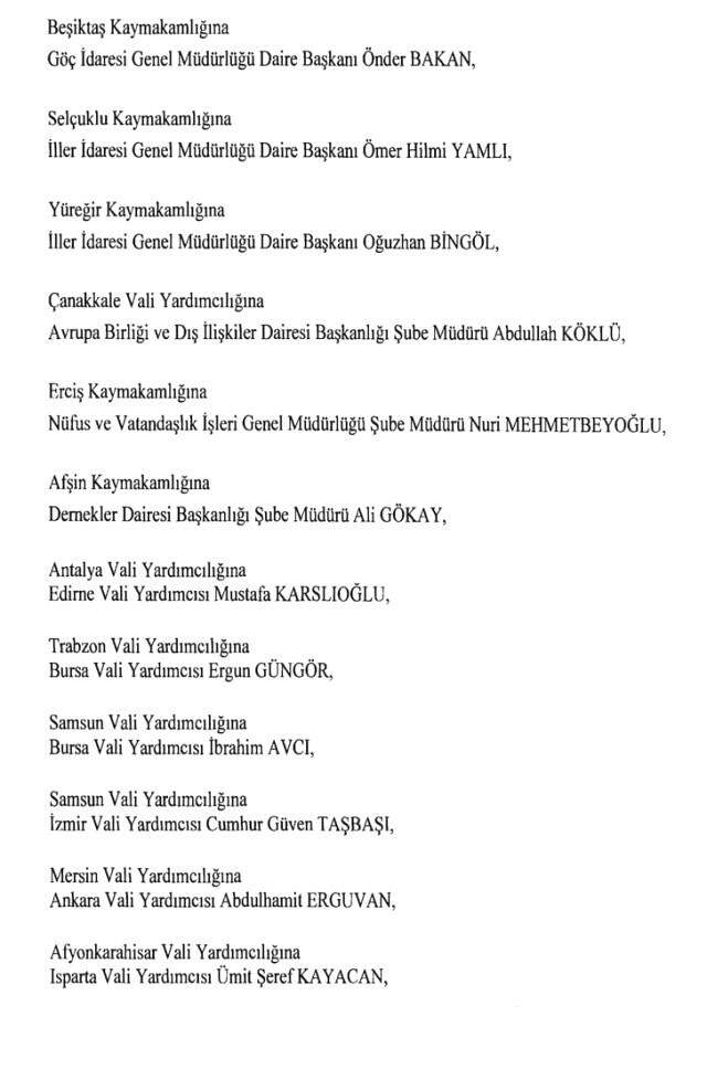Cumhurbaşkanlığı Kararı ile 471 Mülki İdare Amirinin Yeri Değişti Cumhurbaşkanlığı Kararı ile 471 Mülki İdare Amirinin Yeri Değişti