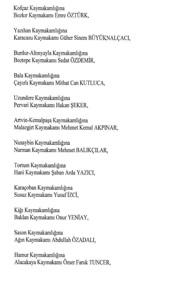 Cumhurbaşkanlığı Kararı ile 471 Mülki İdare Amirinin Yeri Değişti Cumhurbaşkanlığı Kararı ile 471 Mülki İdare Amirinin Yeri Değişti