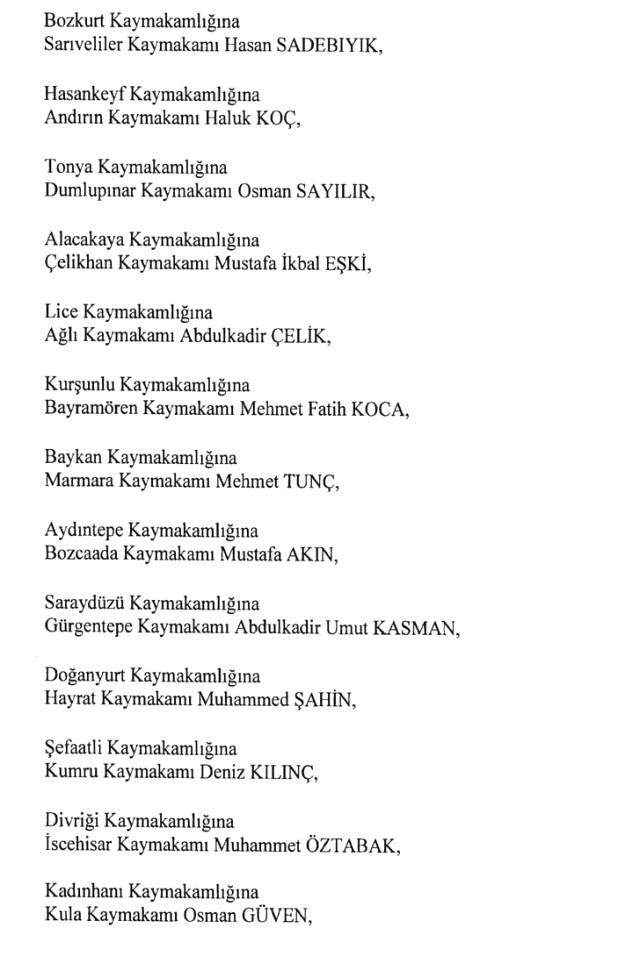 Cumhurbaşkanlığı Kararı ile 471 Mülki İdare Amirinin Yeri Değişti Cumhurbaşkanlığı Kararı ile 471 Mülki İdare Amirinin Yeri Değişti