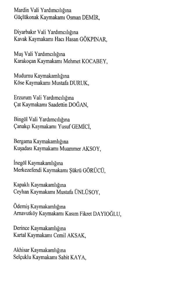 Cumhurbaşkanlığı Kararı ile 471 Mülki İdare Amirinin Yeri Değişti Cumhurbaşkanlığı Kararı ile 471 Mülki İdare Amirinin Yeri Değişti