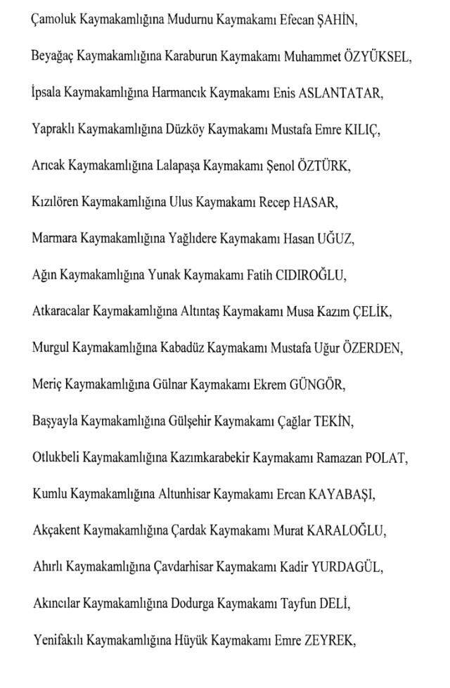 Cumhurbaşkanlığı Kararı ile 471 Mülki İdare Amirinin Yeri Değişti Cumhurbaşkanlığı Kararı ile 471 Mülki İdare Amirinin Yeri Değişti