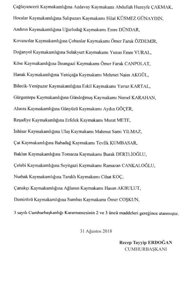 Cumhurbaşkanlığı Kararı ile 471 Mülki İdare Amirinin Yeri Değişti Cumhurbaşkanlığı Kararı ile 471 Mülki İdare Amirinin Yeri Değişti