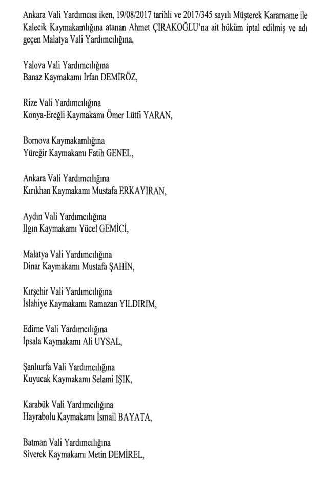 Cumhurbaşkanlığı Kararı ile 471 Mülki İdare Amirinin Yeri Değişti Cumhurbaşkanlığı Kararı ile 471 Mülki İdare Amirinin Yeri Değişti