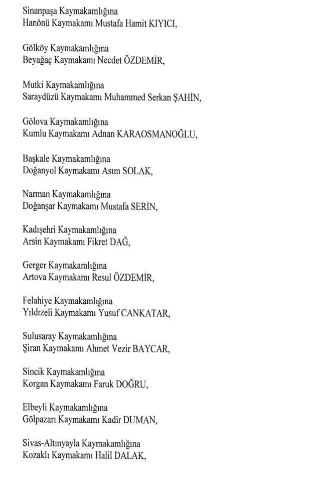 Cumhurbaşkanlığı Kararı ile 471 Mülki İdare Amirinin Yeri Değişti Cumhurbaşkanlığı Kararı ile 471 Mülki İdare Amirinin Yeri Değişti